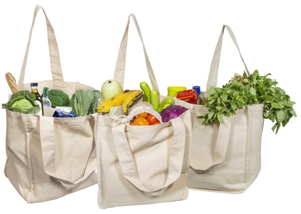 Wholesale Canvas Cotton Grocery Tote Bags with Compartments
