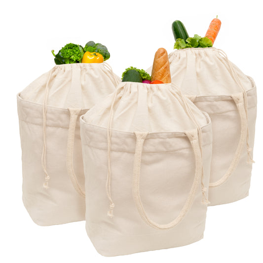 Affordable and reusable heavy duty Canvas Totes with Drawstring