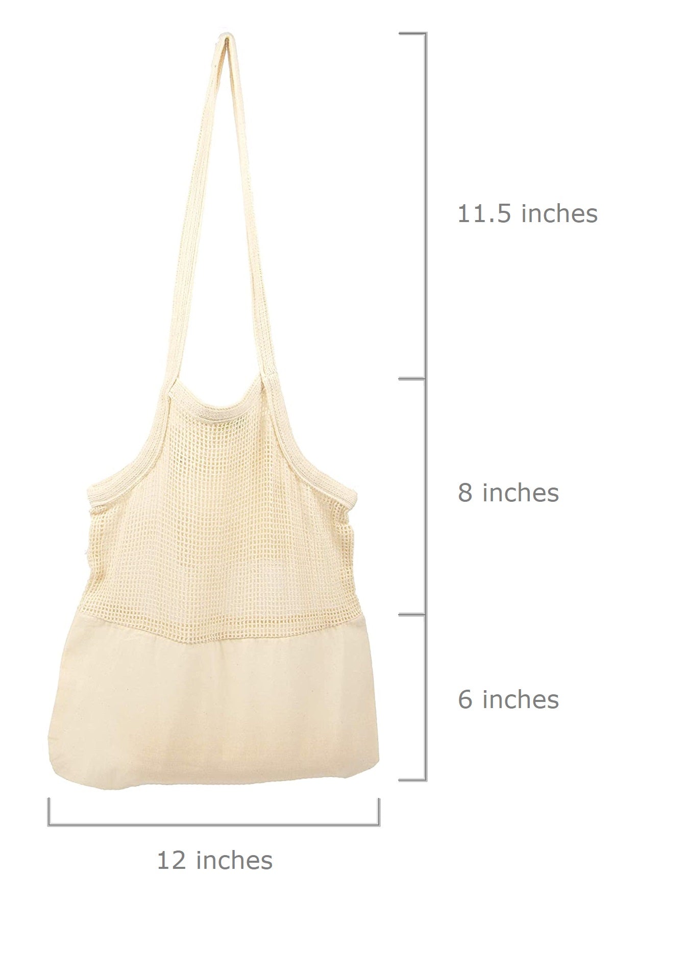 organic cotton mesh tote bag dimensions